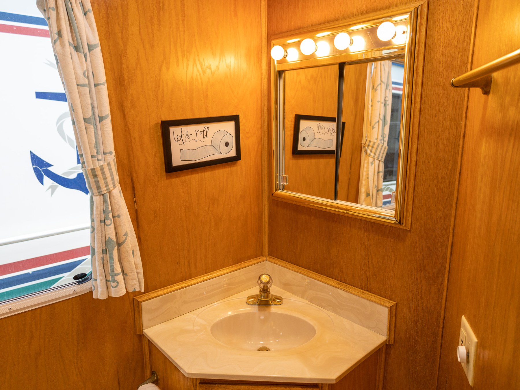 a sink and a mirror
