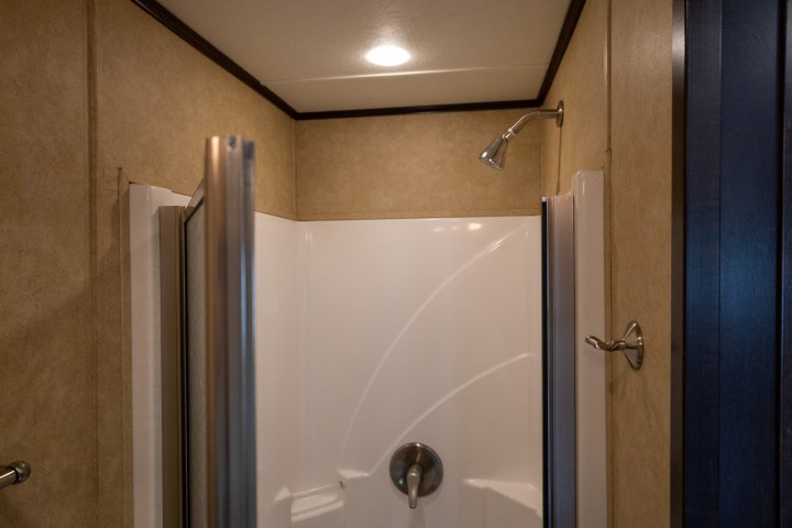a glass shower door