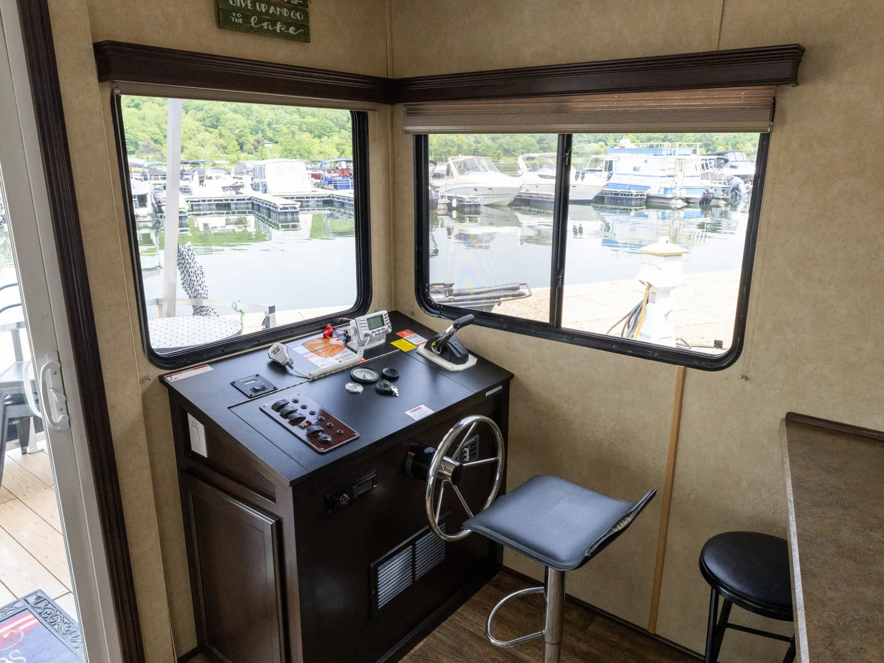 a room with a television and a window