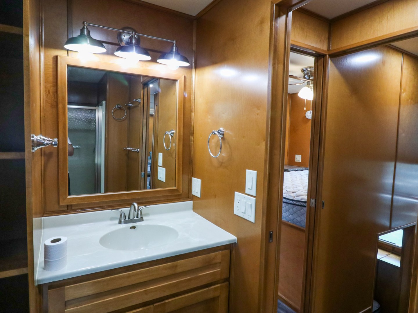 a sink and a mirror