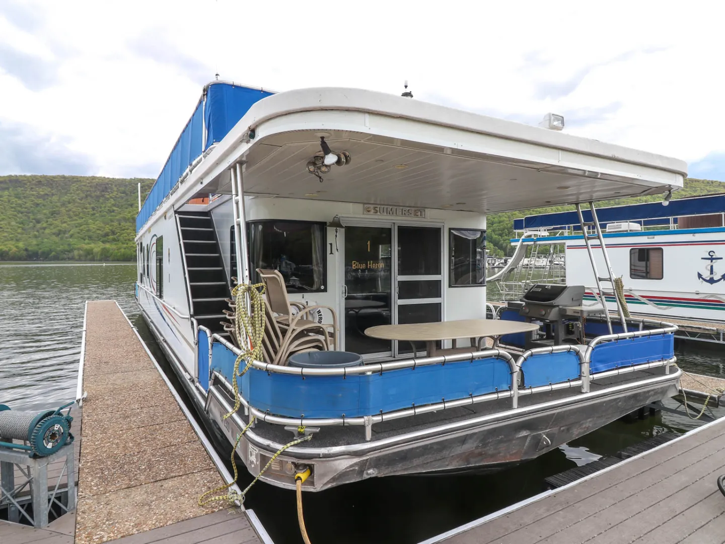 a boat parked on the side of a building
