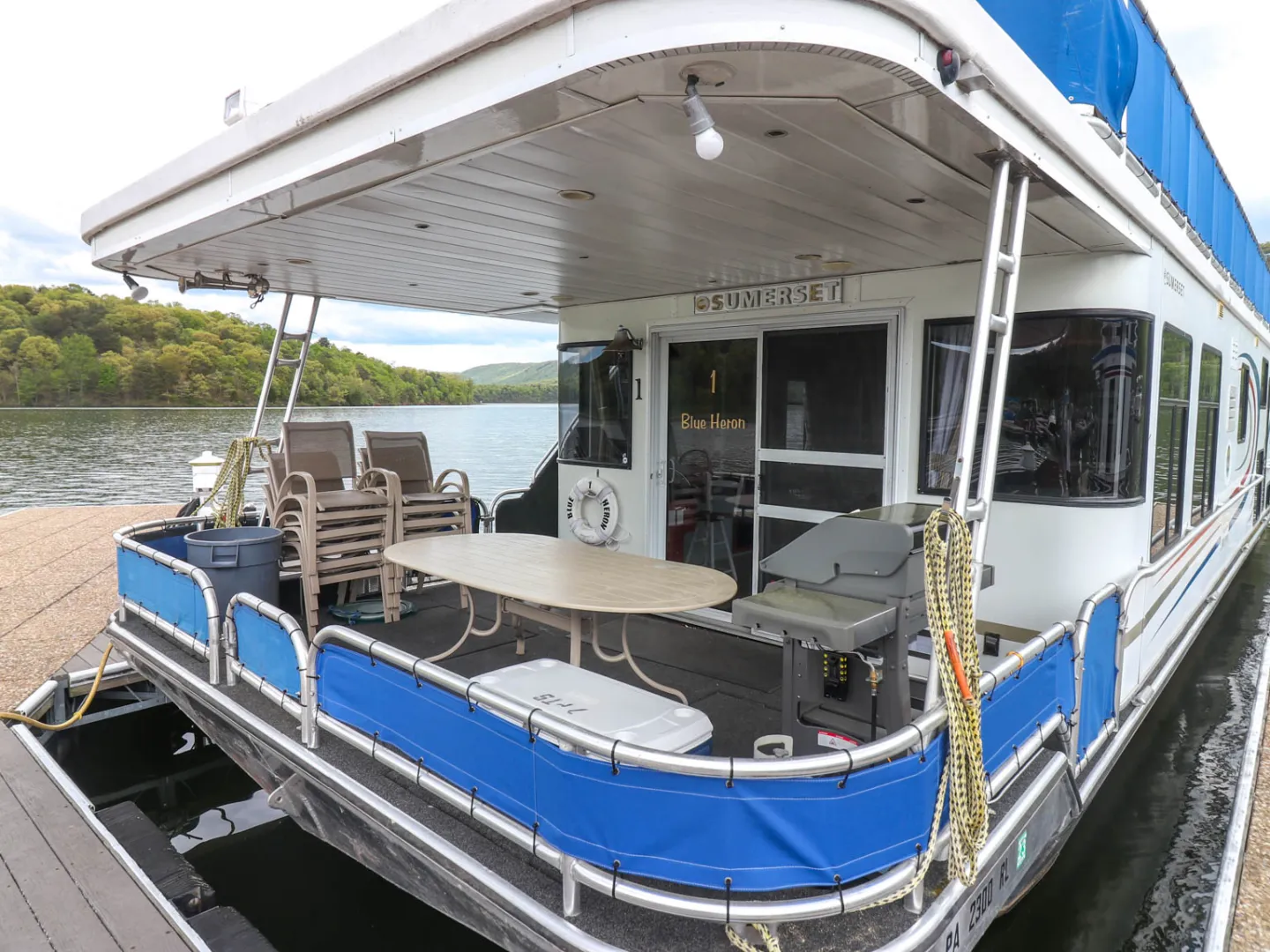 a boat docked at a dock