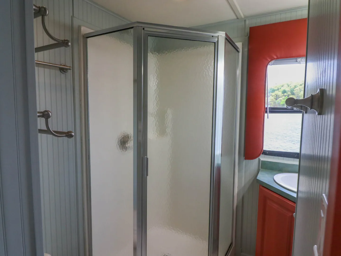 a glass shower door