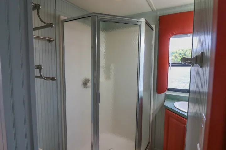 a glass shower door