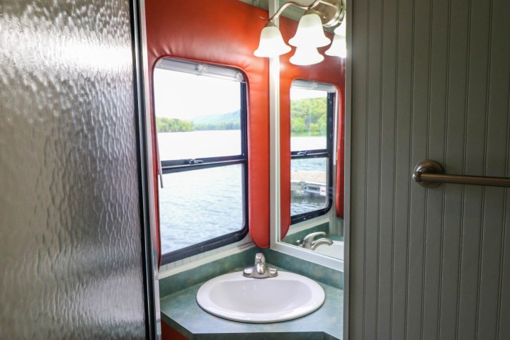 a small boat in a room