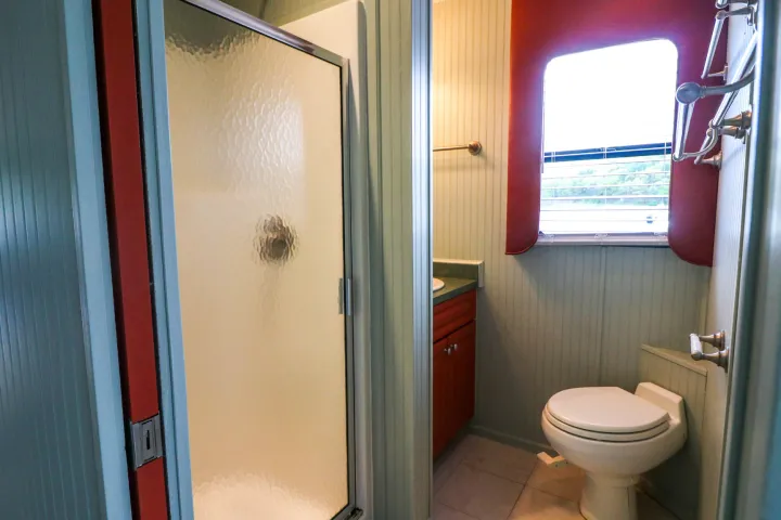 a view of the shower curtain