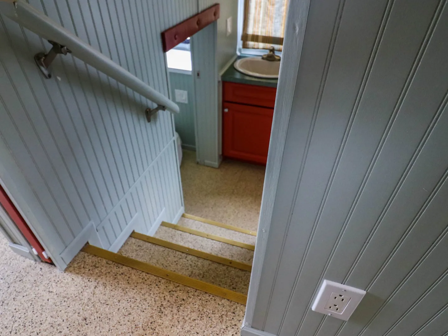 a close up of a door