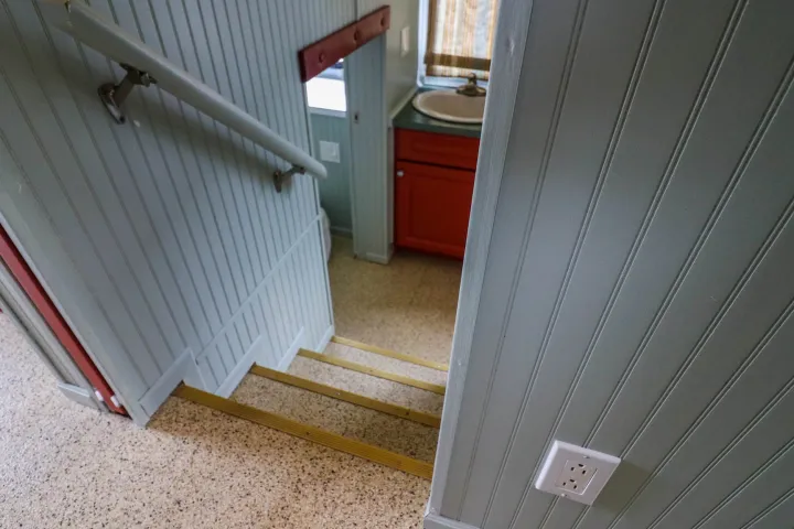 a close up of a door