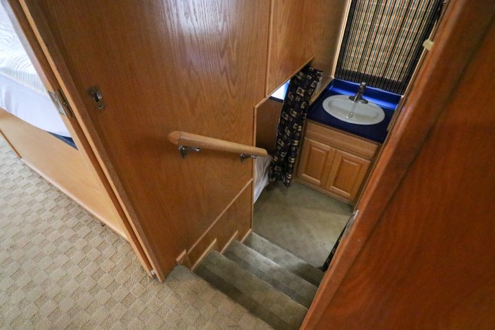 a chair sitting in front of a wooden floor