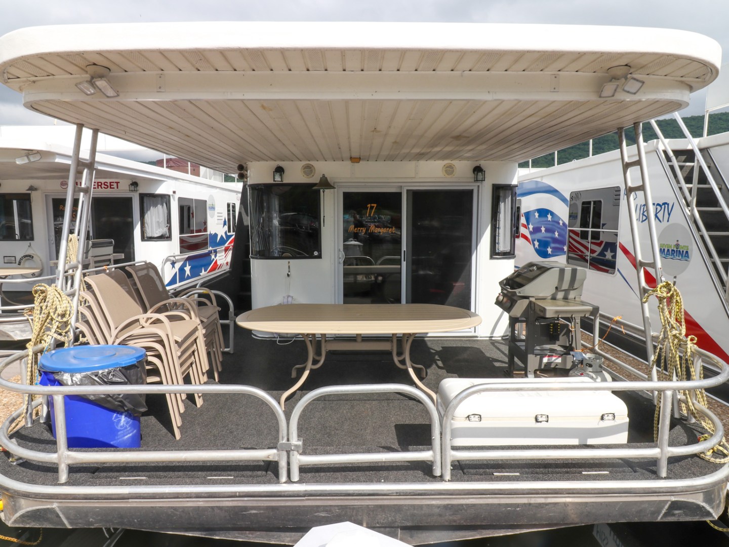 a boat sitting on top of a building