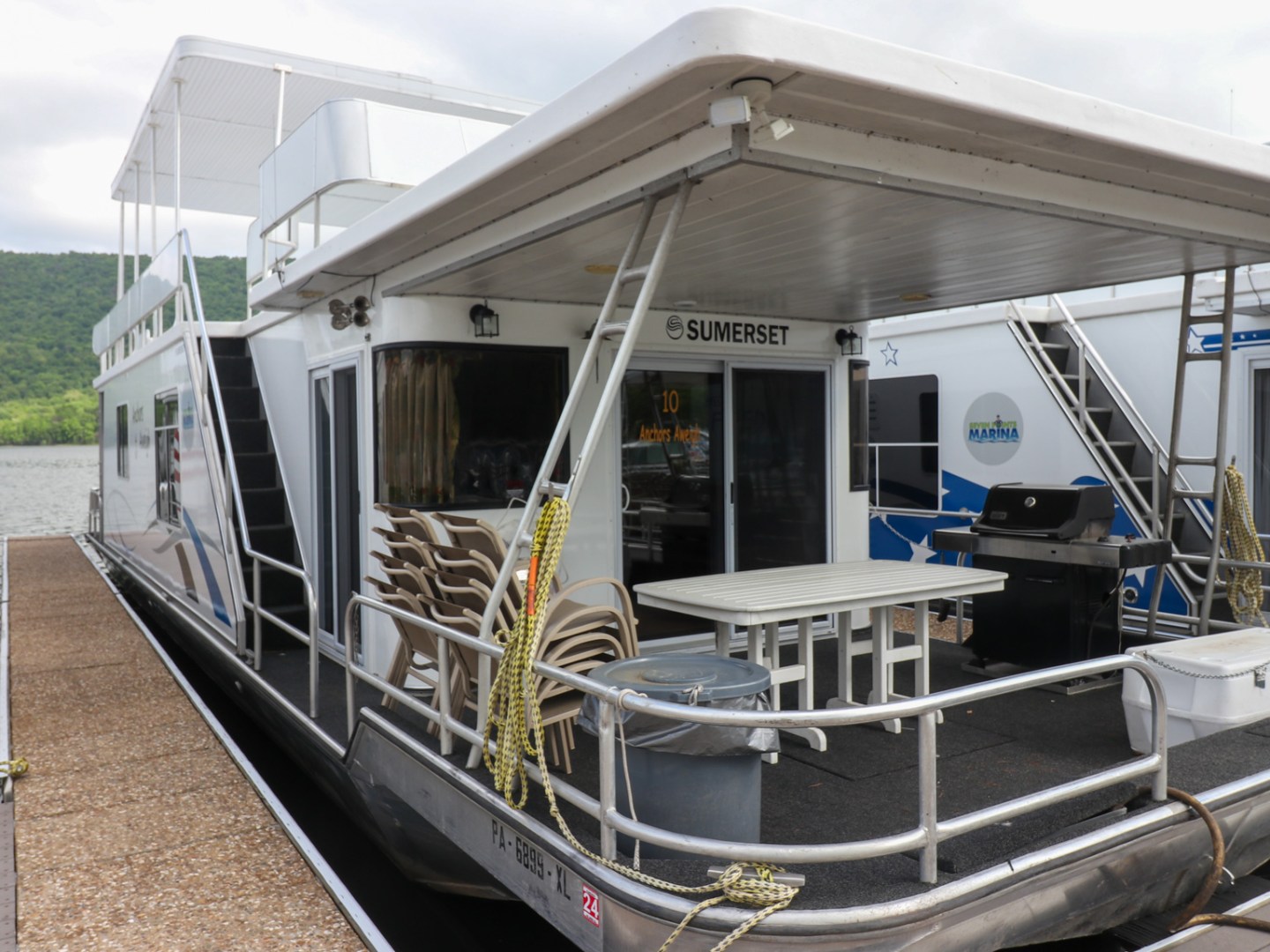 a boat sitting on top of a building