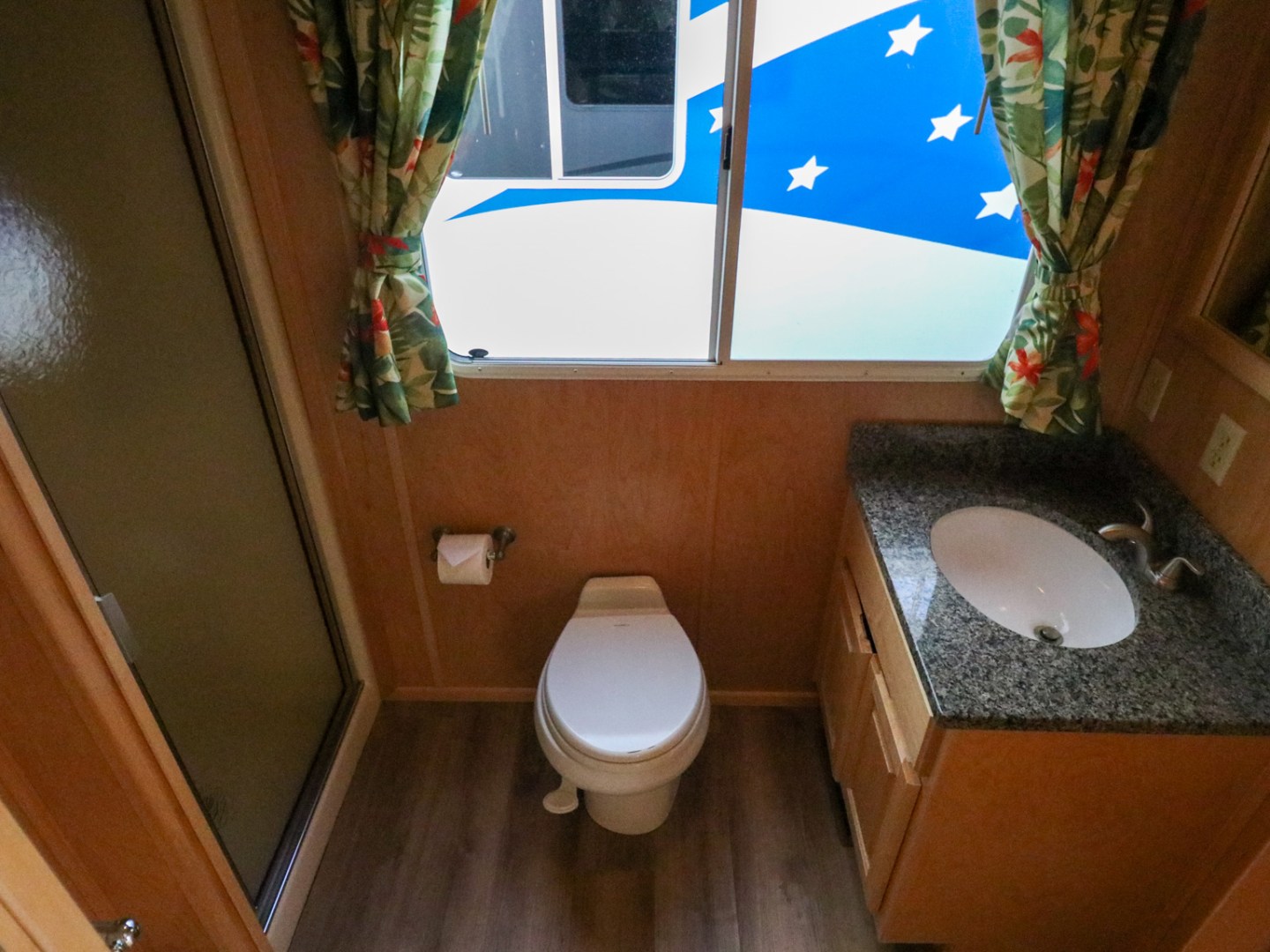 a room with a sink and a mirror