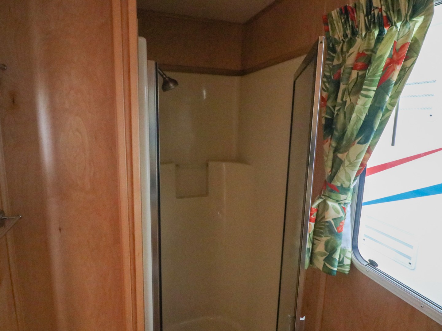 a close up of a shower in a room