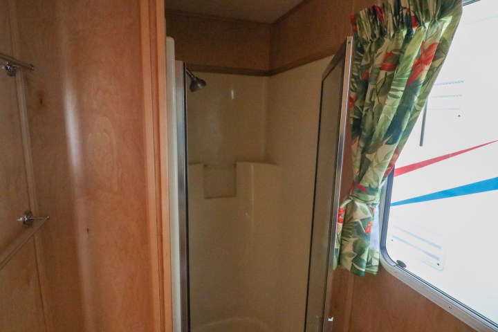 a close up of a shower in a room