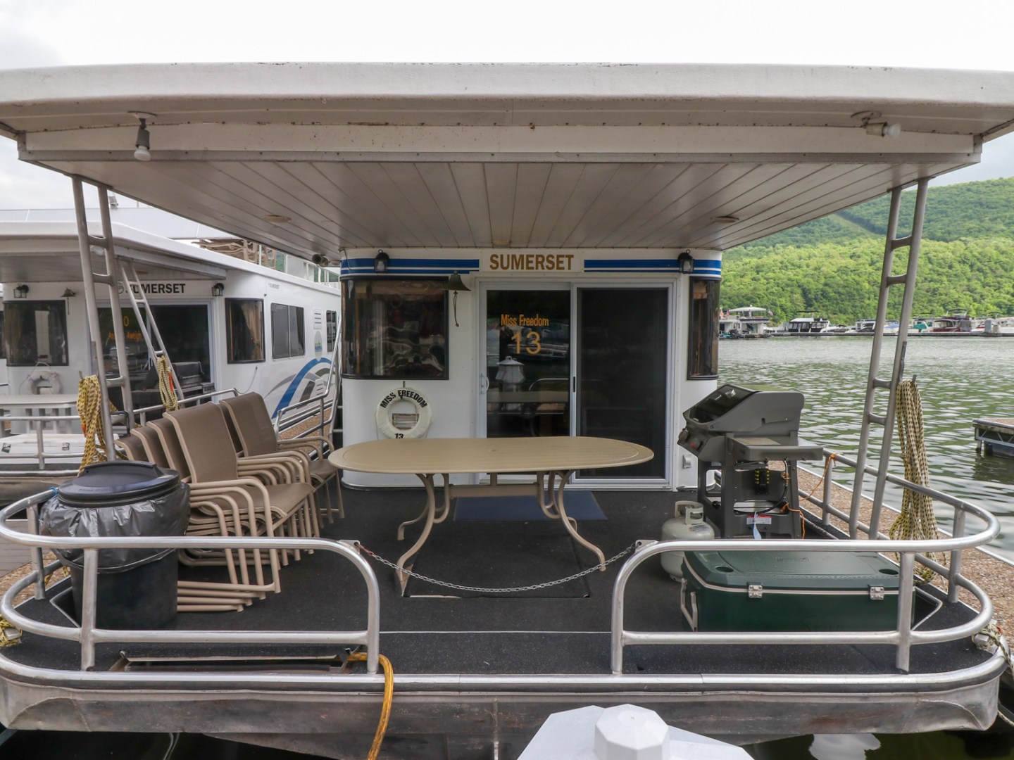 a boat sitting on top of a building