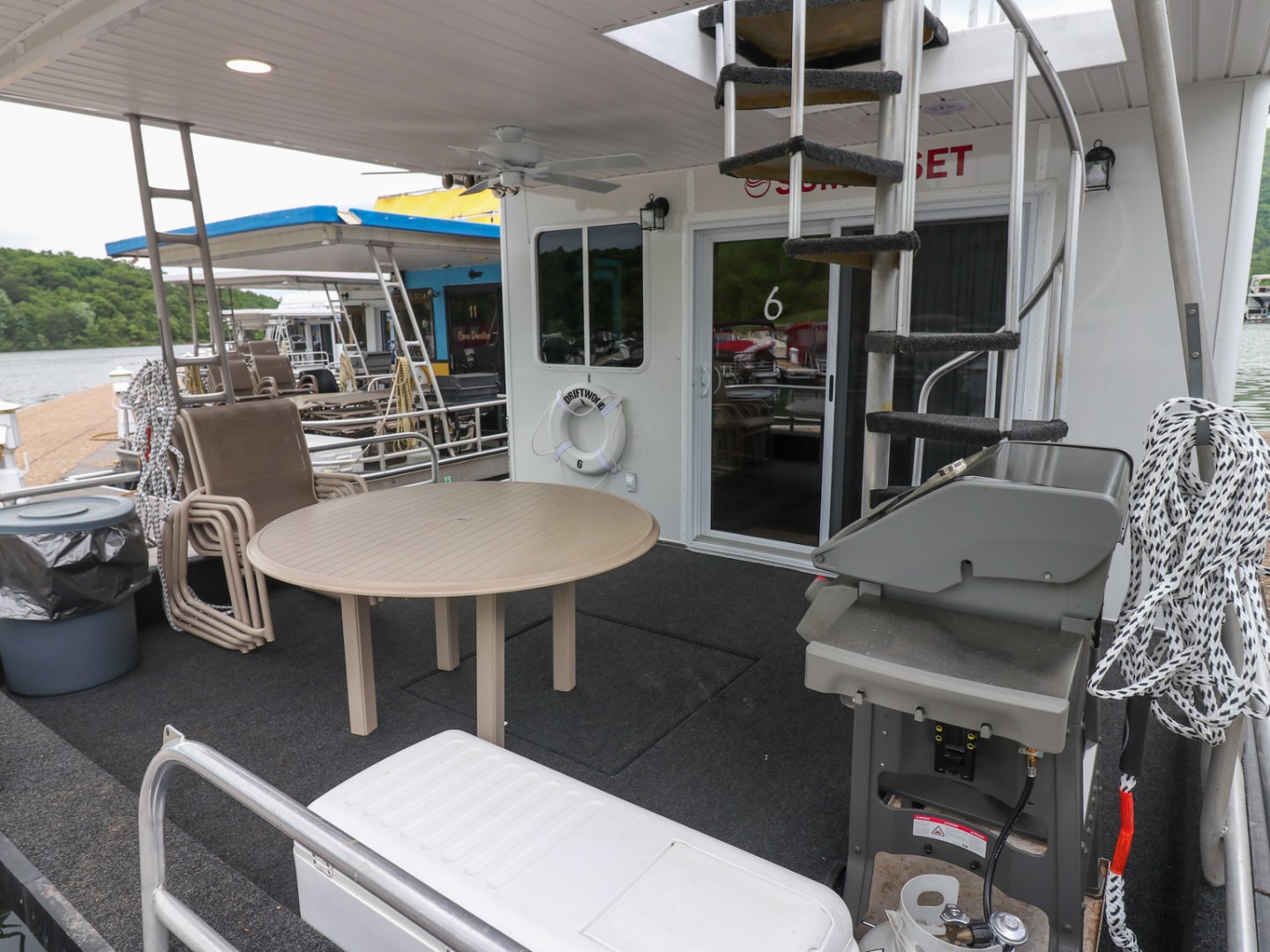 a chair sitting in front of a building
