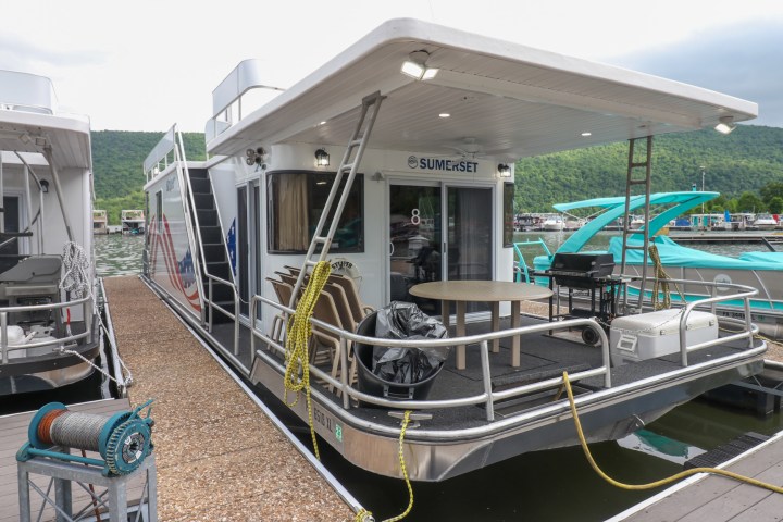 a train parked at a dock