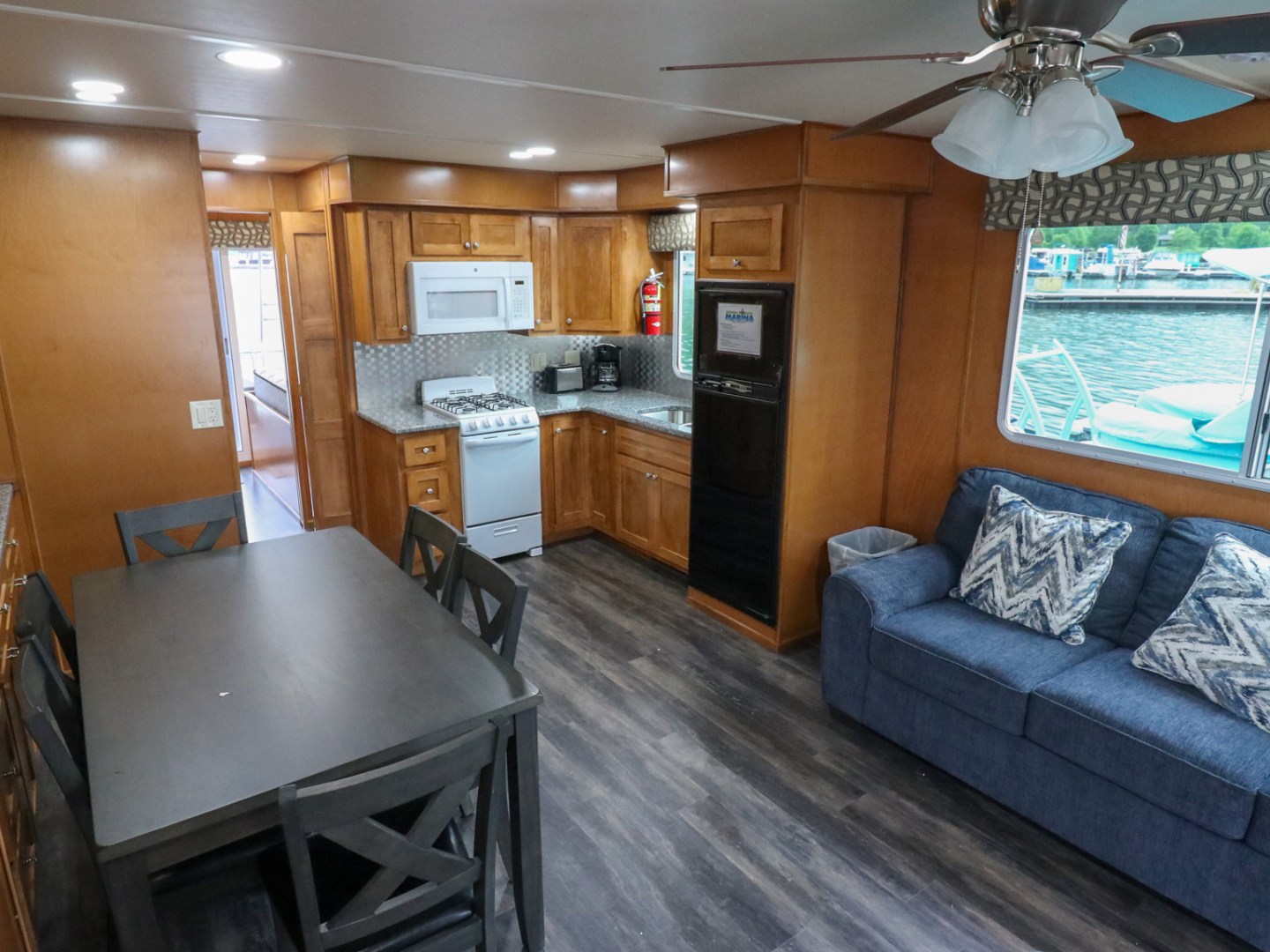 a living room with a leather chair