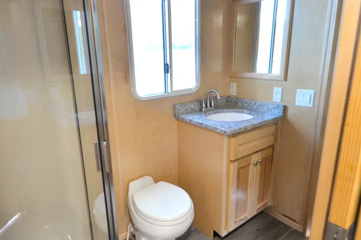 a close up of a shower in a small room