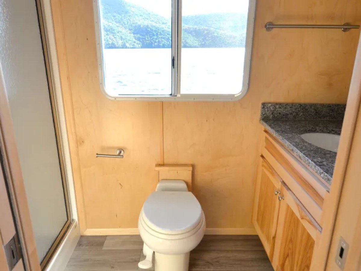 a room with a sink and a window